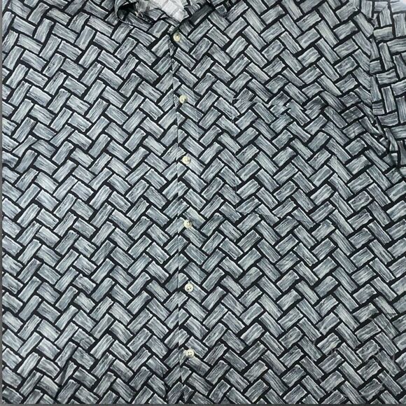 Campia Moda Mens Vintage Rayon Geometric Short Sleeve Button Up Shirt XL - Picture 3 of 6